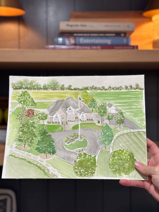 Arial View Property Painting Custom Illustration