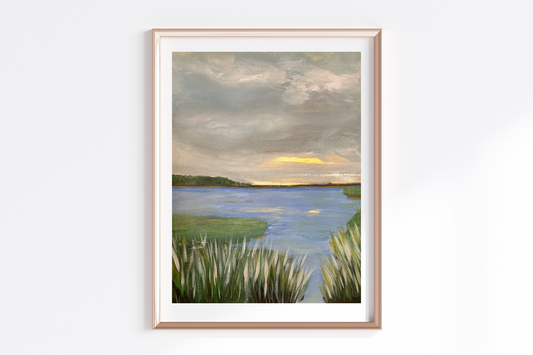 Golden At Dusk Marsh Original Painting