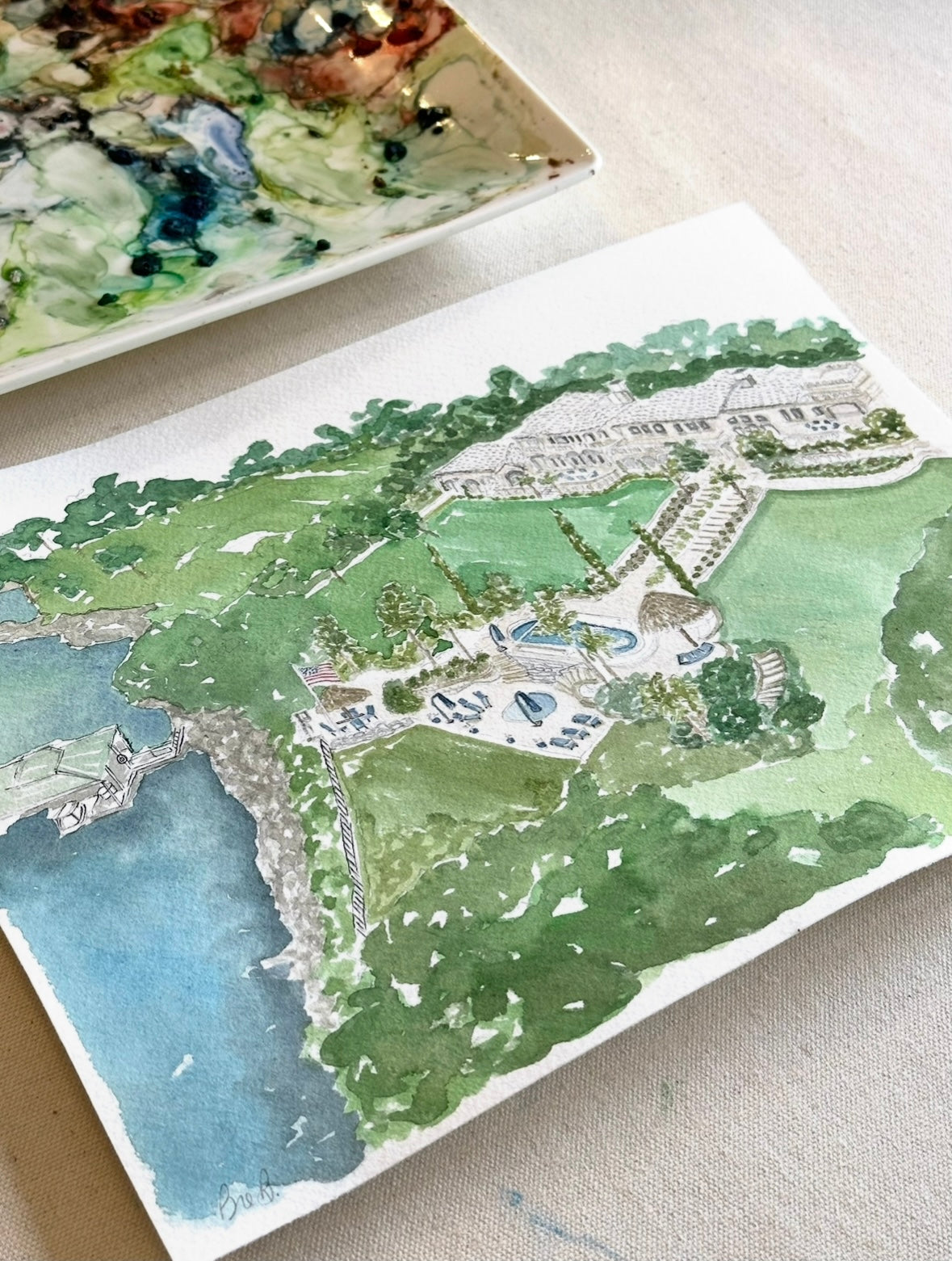 Arial View Property Painting Custom Illustration