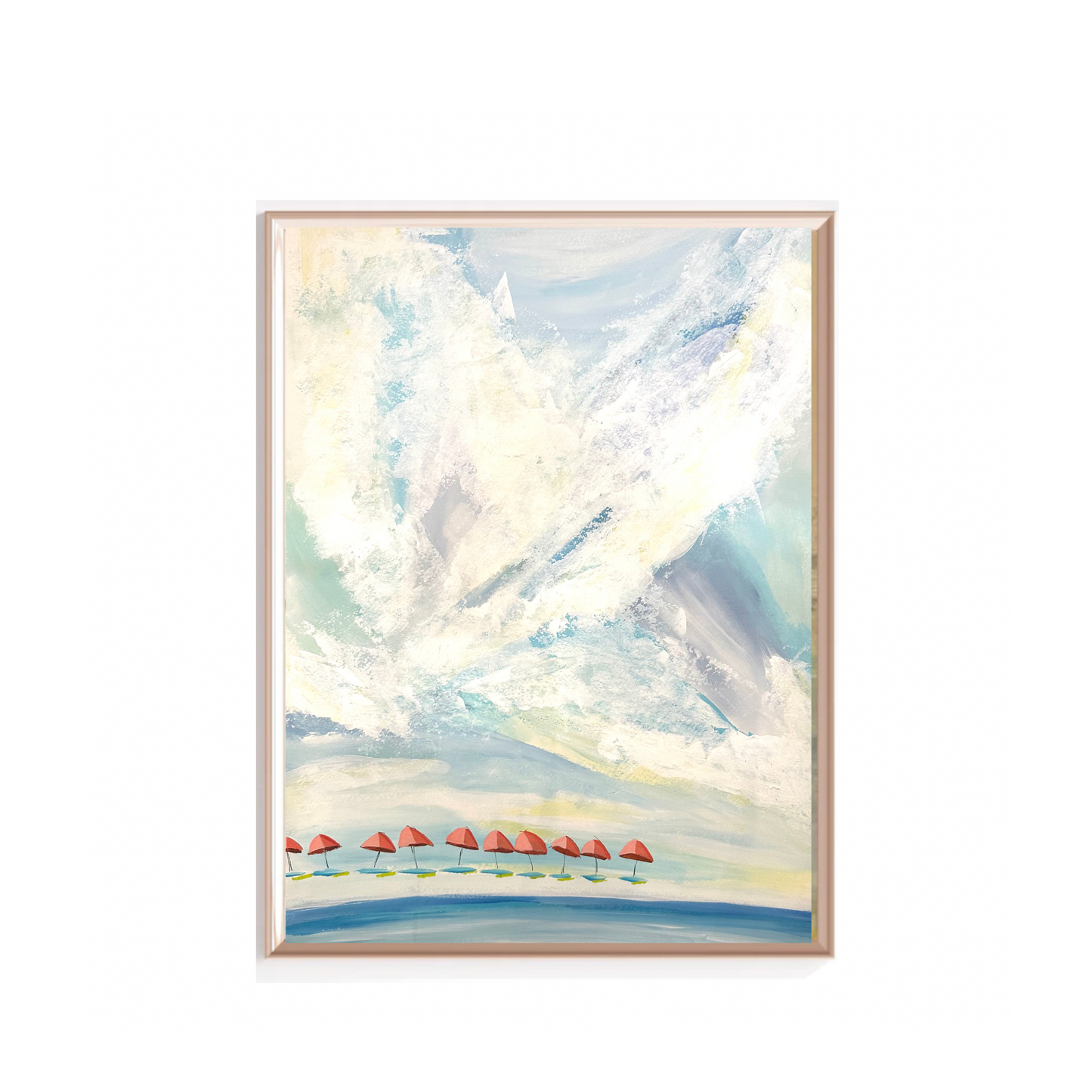 Red Resort Umbrella I Original Painting