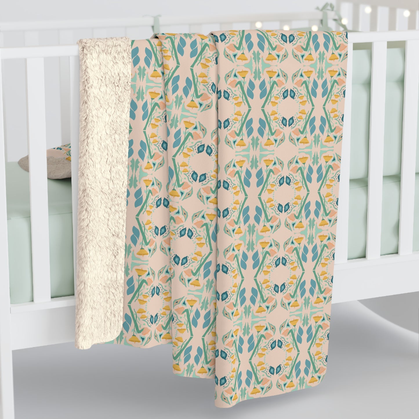 Sherpa Peach Floral Cozy Throw Blanket