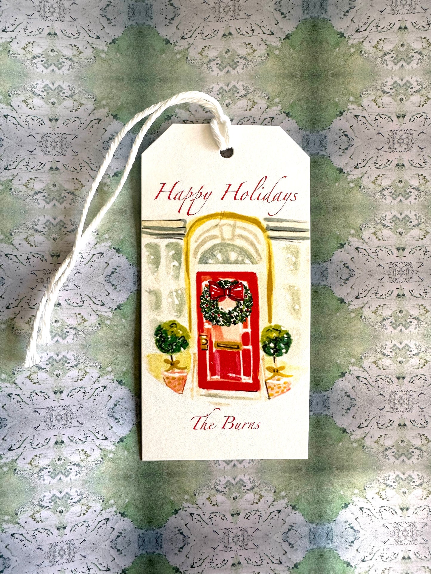 Hand Painted Watercolor Personalized Holiday Gift Tags (Set of 12)