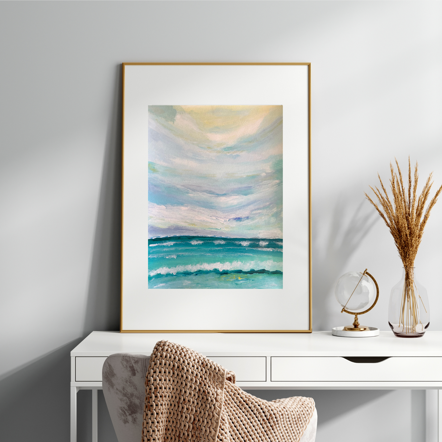 Serene Beach Coastal Painting Print