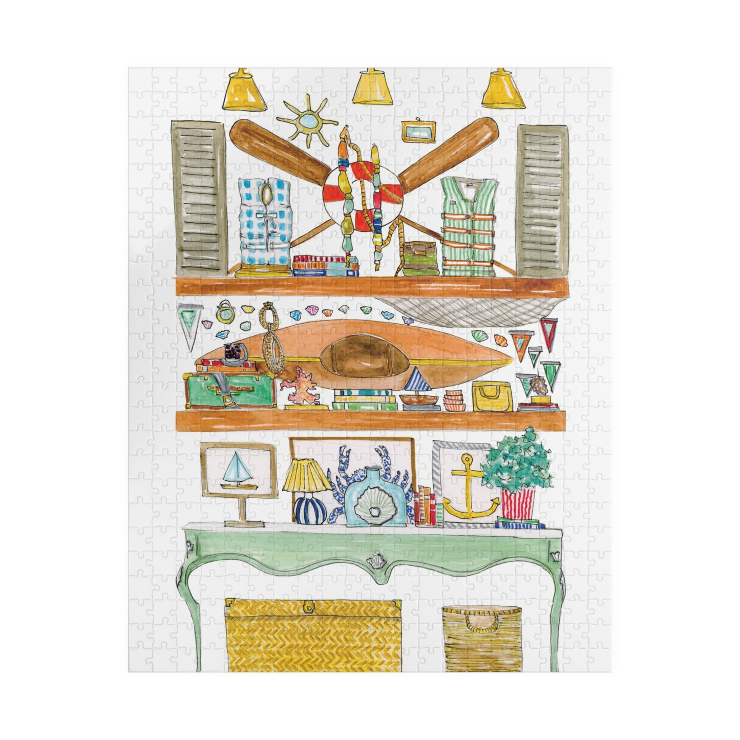 Puzzle, Fisherman Warf Watercolor 500-piece Fun Jigsaw Puzzles, Relaxing Brain Teaser, Unique Gift for Puzzle Lovers, Mindful Activity