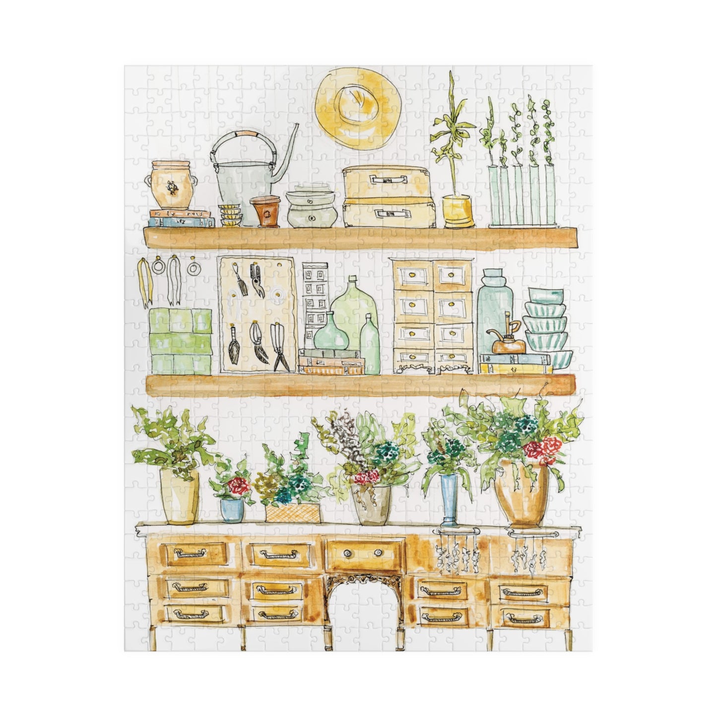 Puzzle, Original Floral Design Watercolor Illustration, Family Jigsaw, Fun Challenge Game, Mindful Activity, Flower Pattern Gift