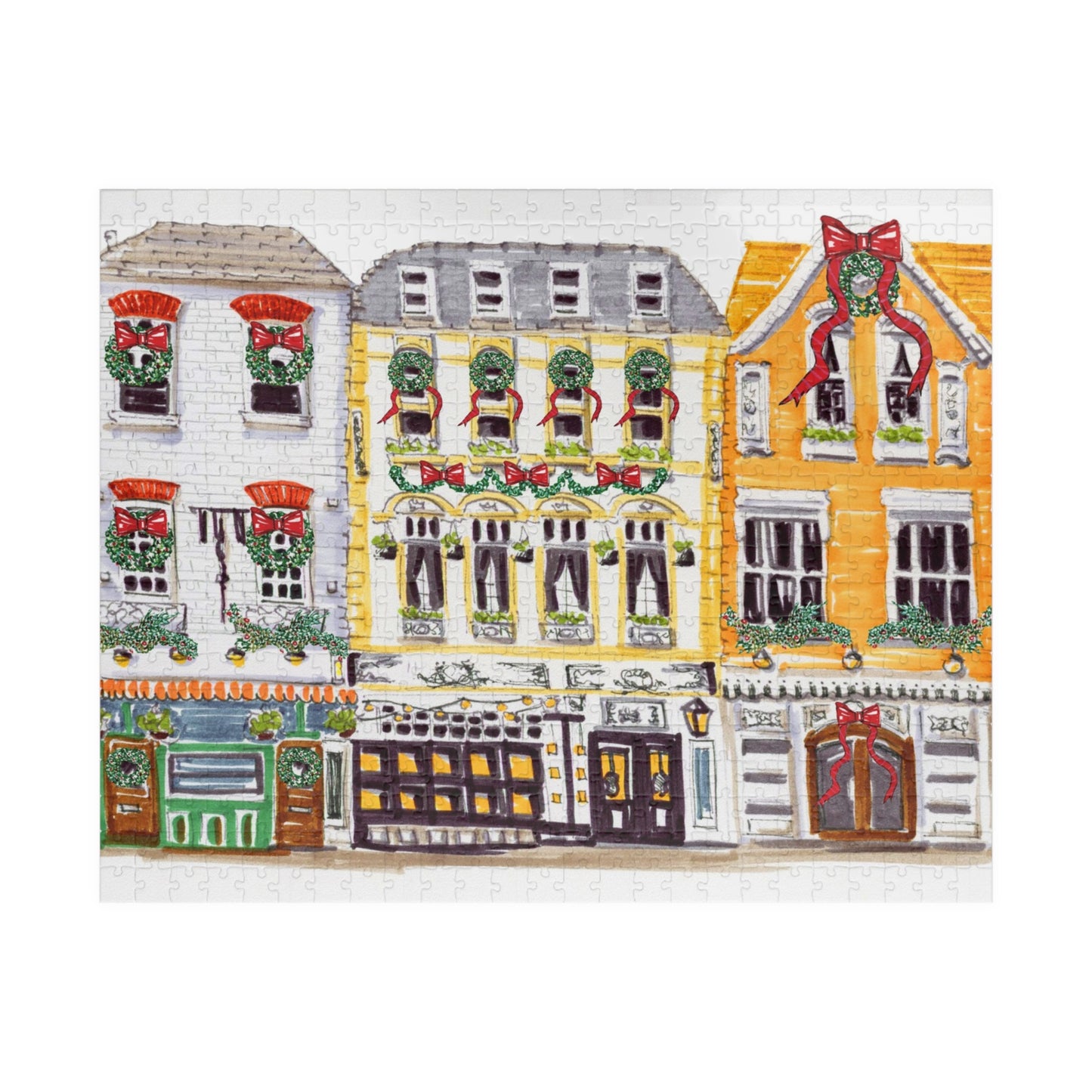 Eruopean Christmas Street Holiday Puzzle, jigsaw puzzle 500 pc