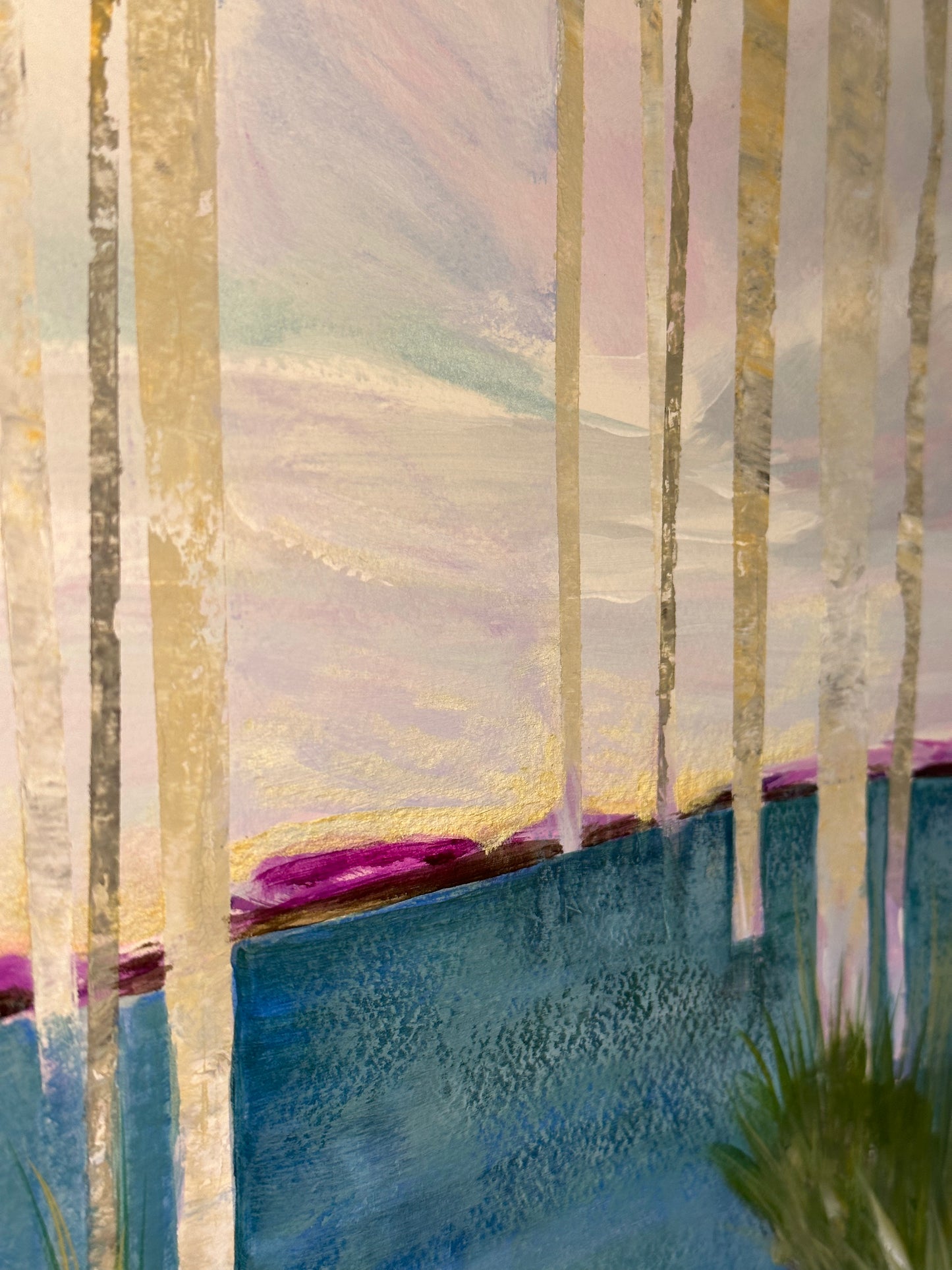 Golden Birch Trees Marshland Print