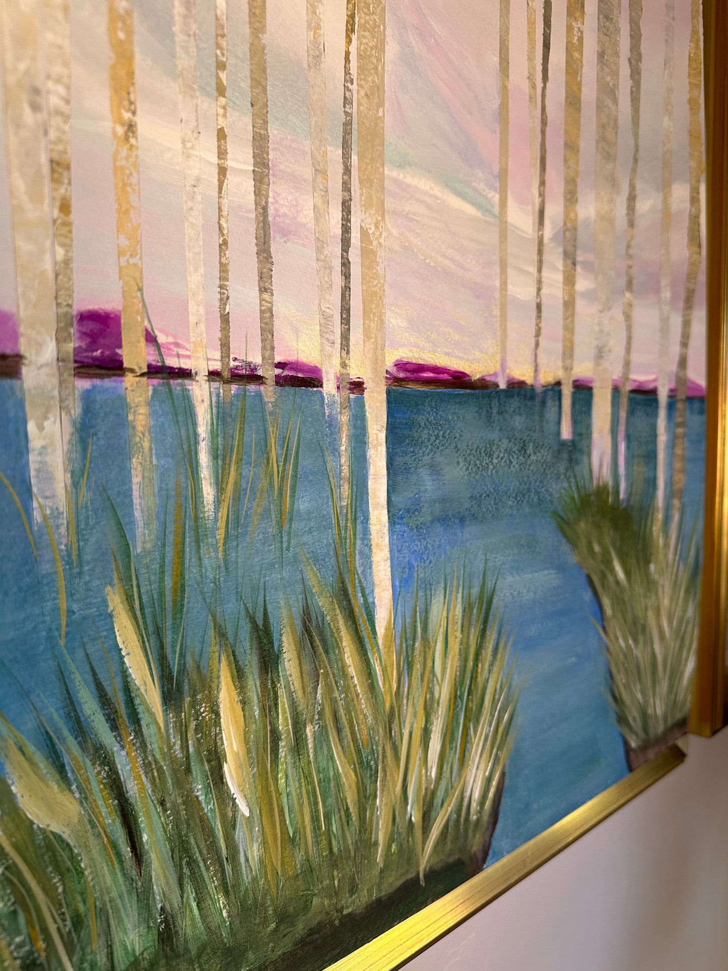 Golden Birch Trees Marshland Print