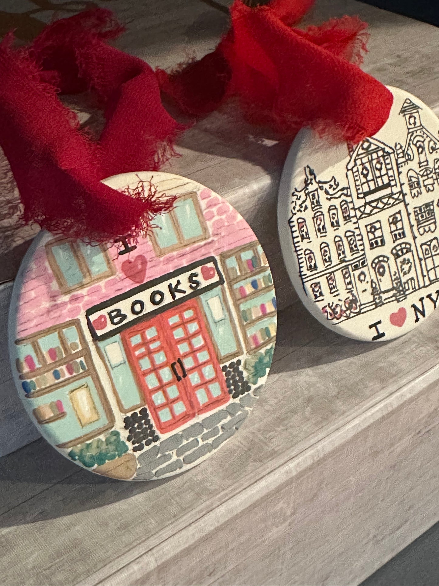 Handpainted Book Lover Holiday Ornament