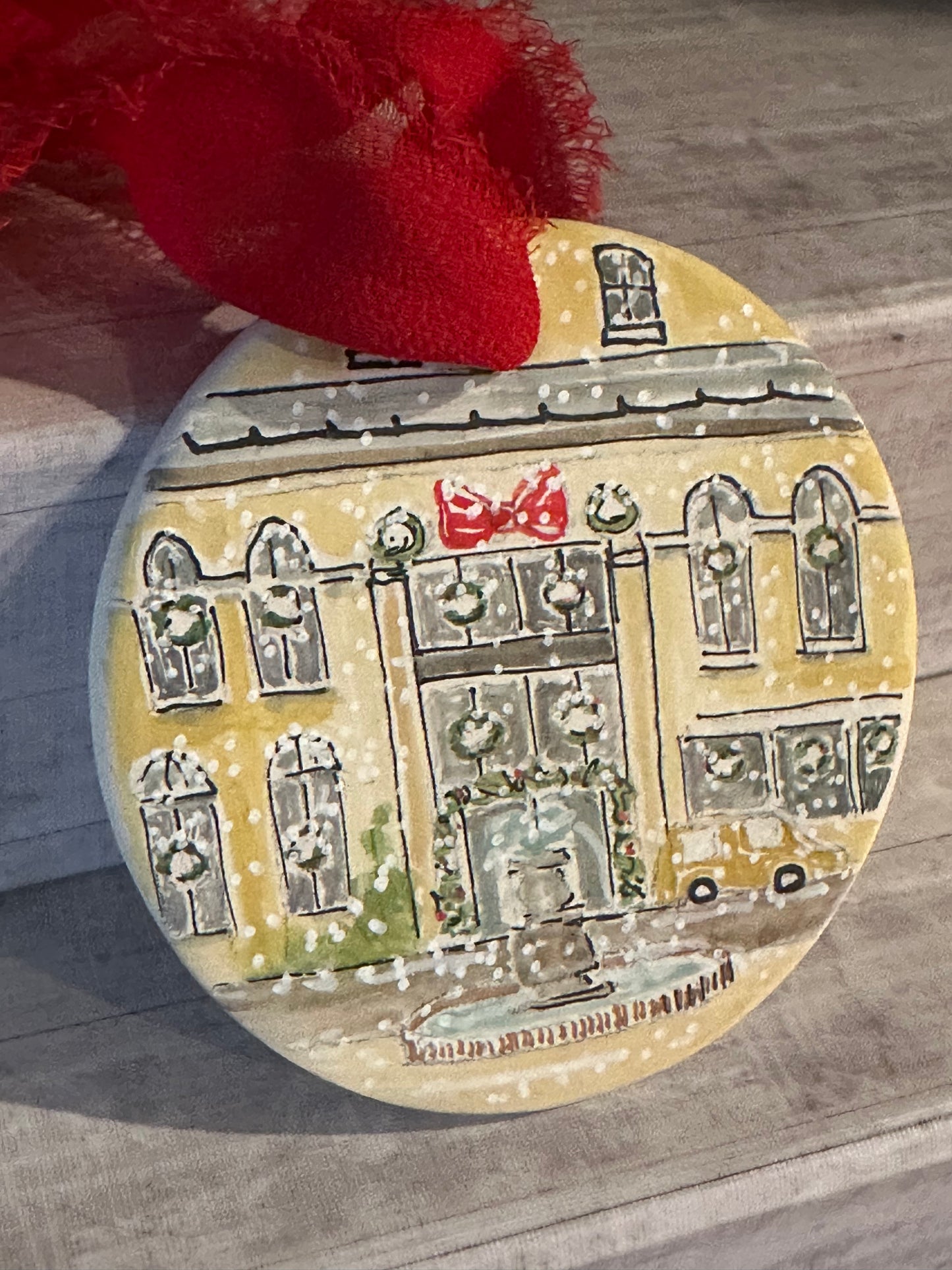 The Bow On The Boulevard Handpainted Ornament