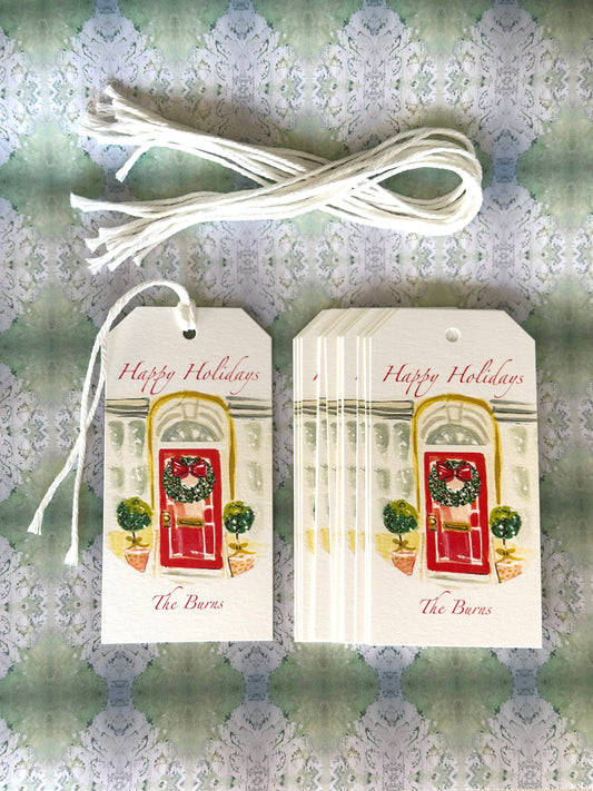 Hand Painted Watercolor Personalized Holiday Gift Tags (Set of 12)