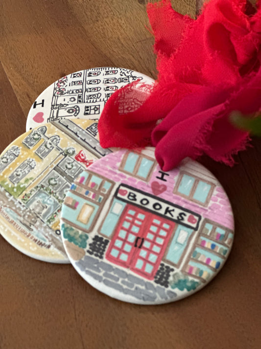 Handpainted Book Lover Holiday Ornament
