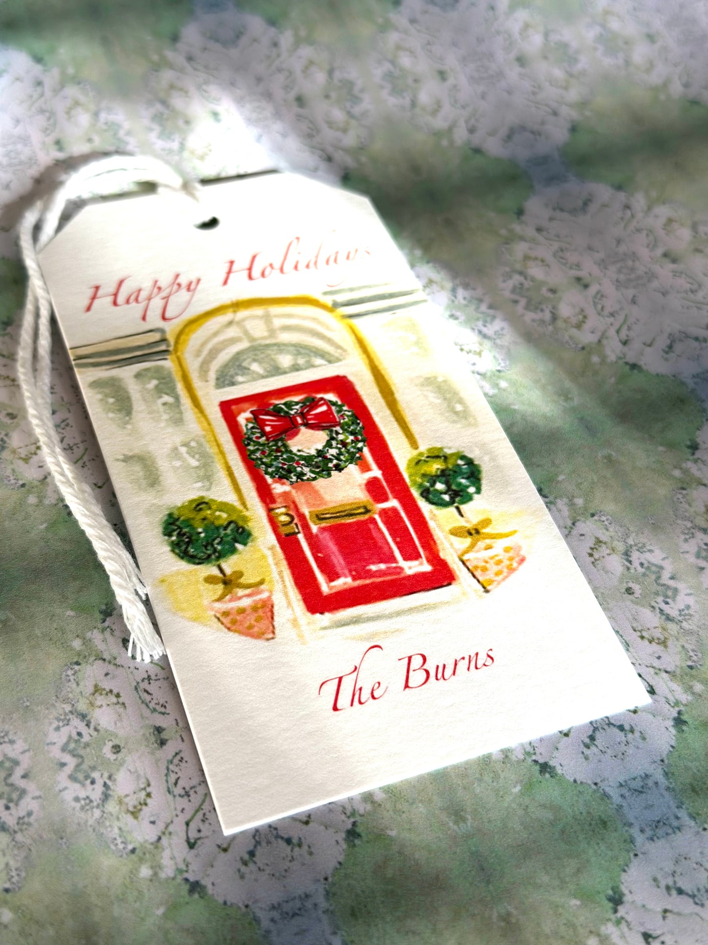 Hand Painted Watercolor Personalized Holiday Gift Tags (Set of 12)