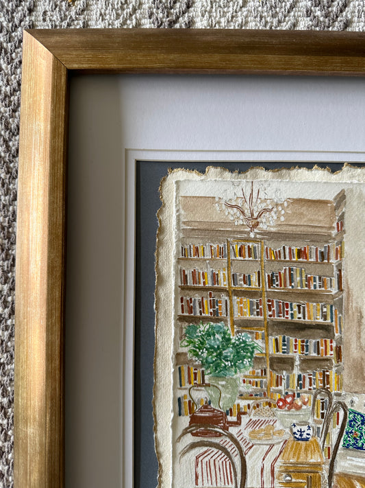 A Charming Library Dining Room Illustration