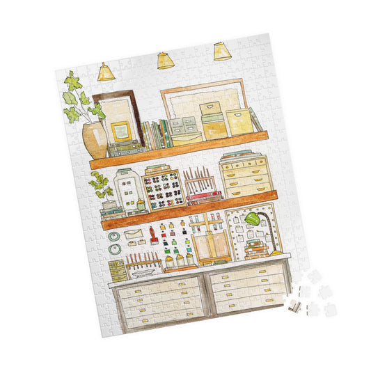 Puzzle, professional crafter artist or illustrator art studio interior puzzle 500 pc,for adults,