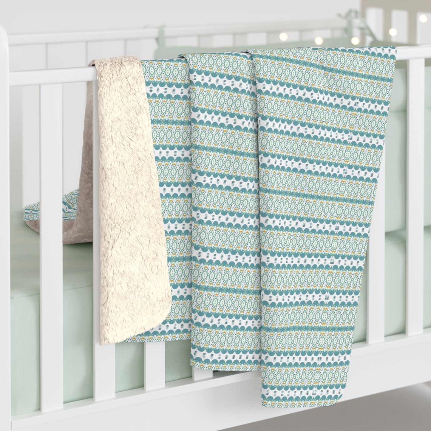Small Blue Pattern Floral Sherpa Blanket
