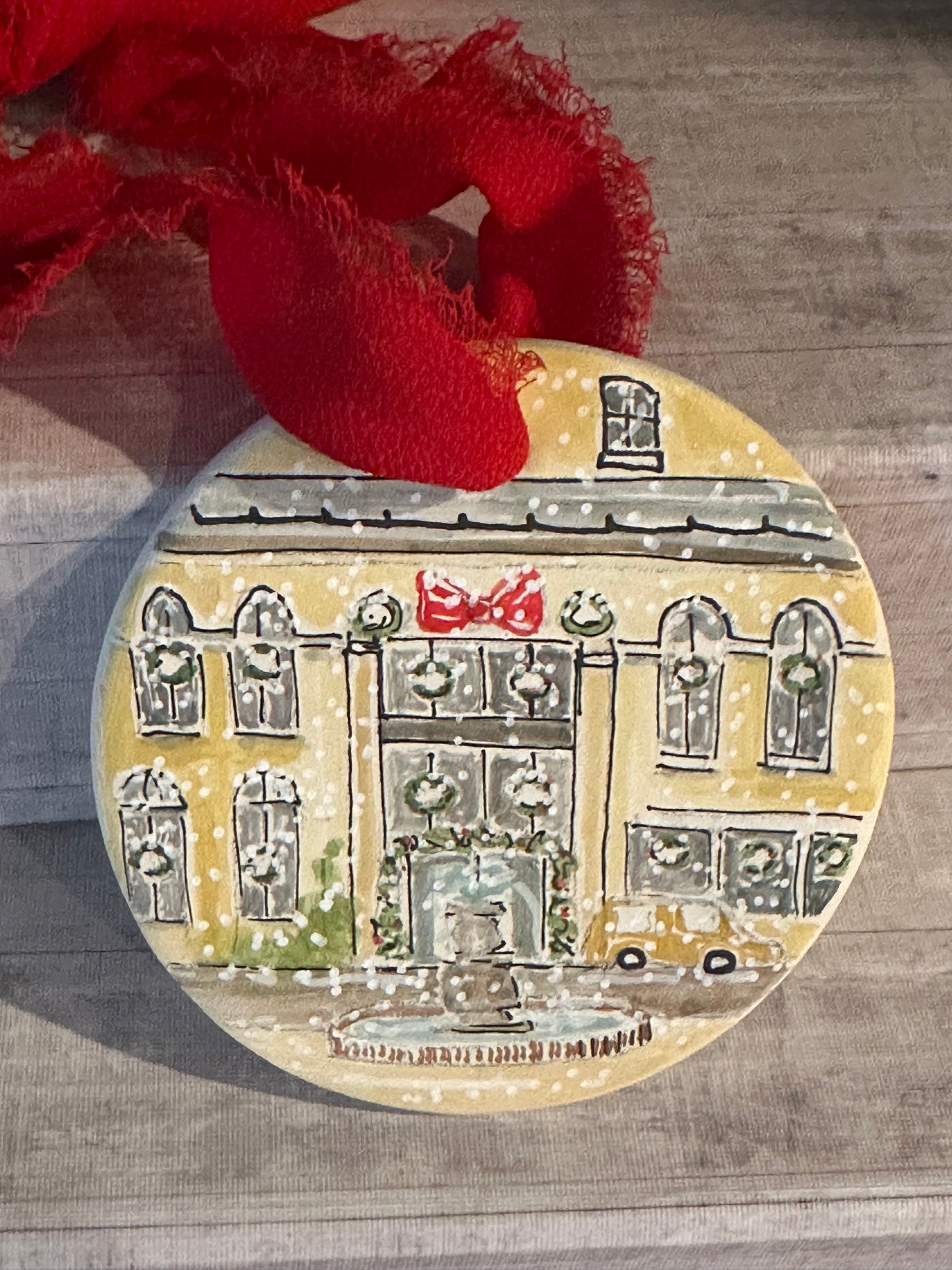 The Bow On The Boulevard Handpainted Ornament