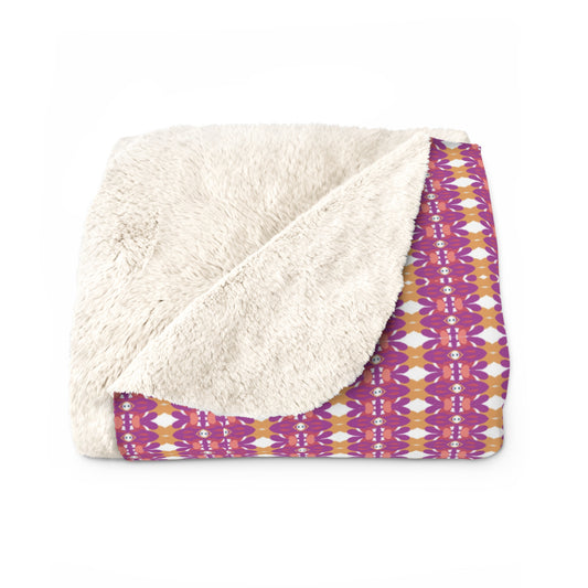 Hot pink and serbet orange geometric cozy throw blanket