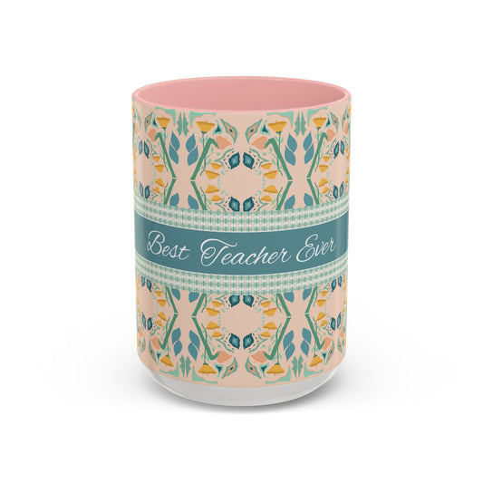 Personal Teacher Mug Floral Thank You Gift Best Teacher Ever