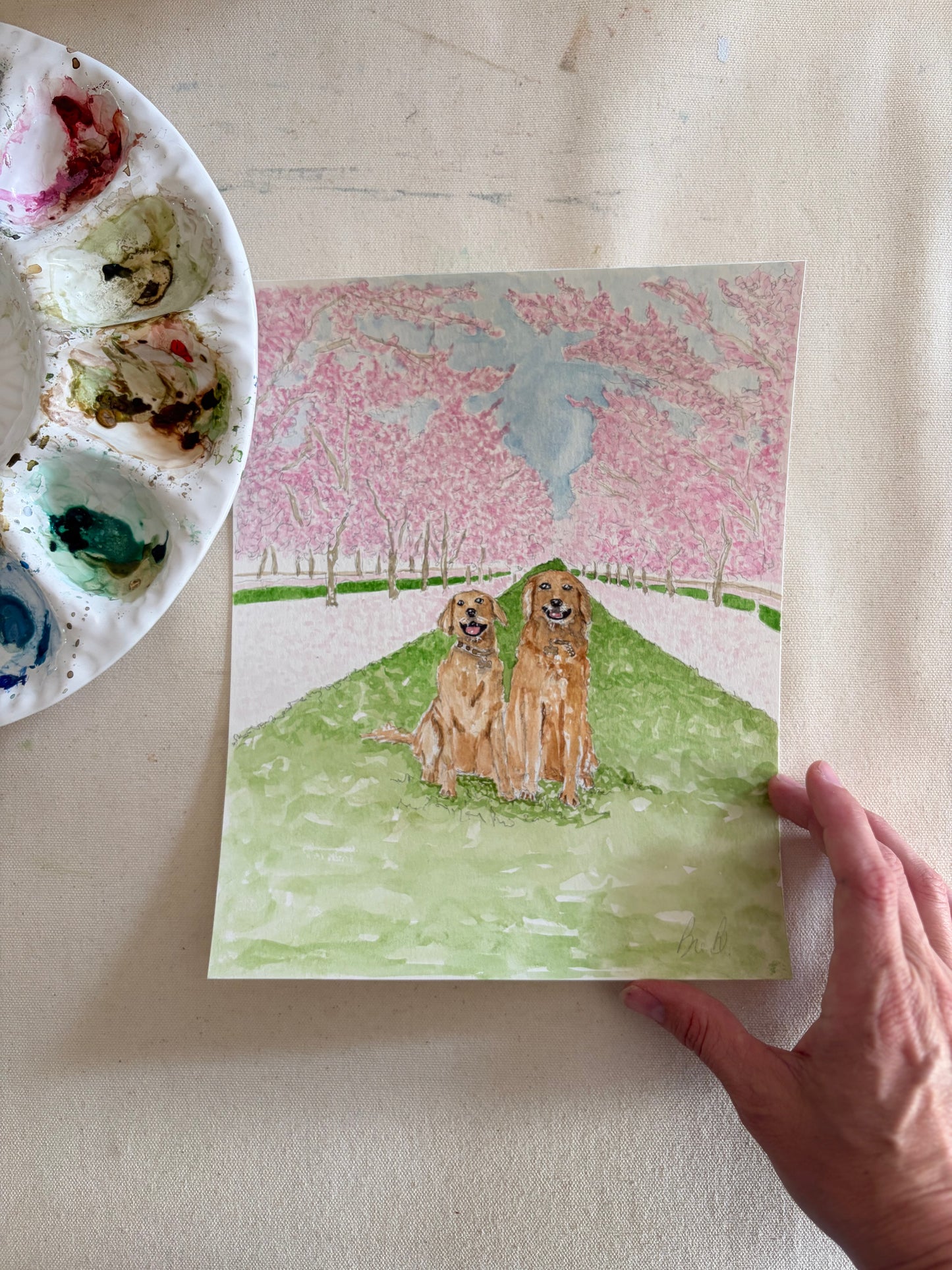 Commissioned Pet Portrait Painting - Topper & Almond