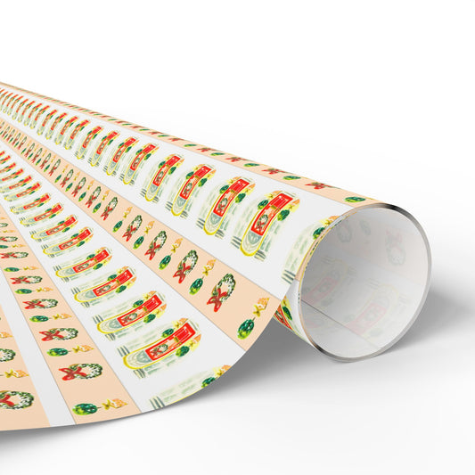 Happy Holidays Red Door Watercolor Wrapping Paper