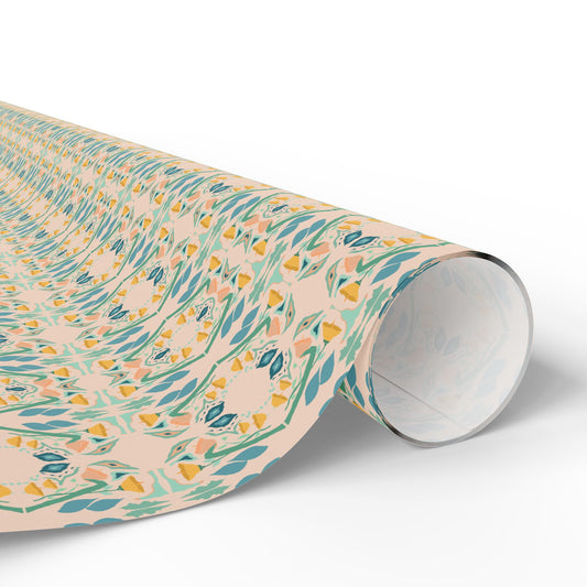 Peachy Florals Watercolor Wrapping Paper