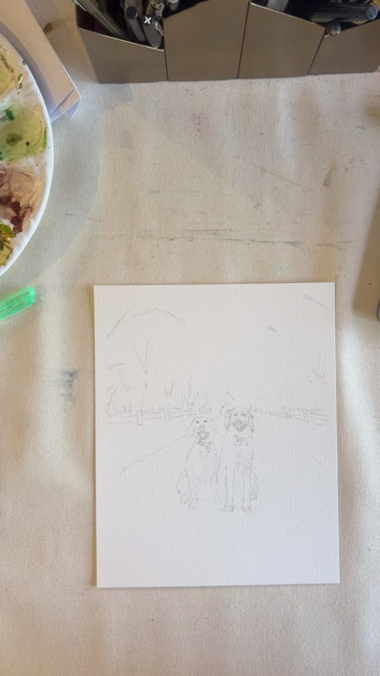 Commissioned Pet Portrait Painting - Topper & Almond