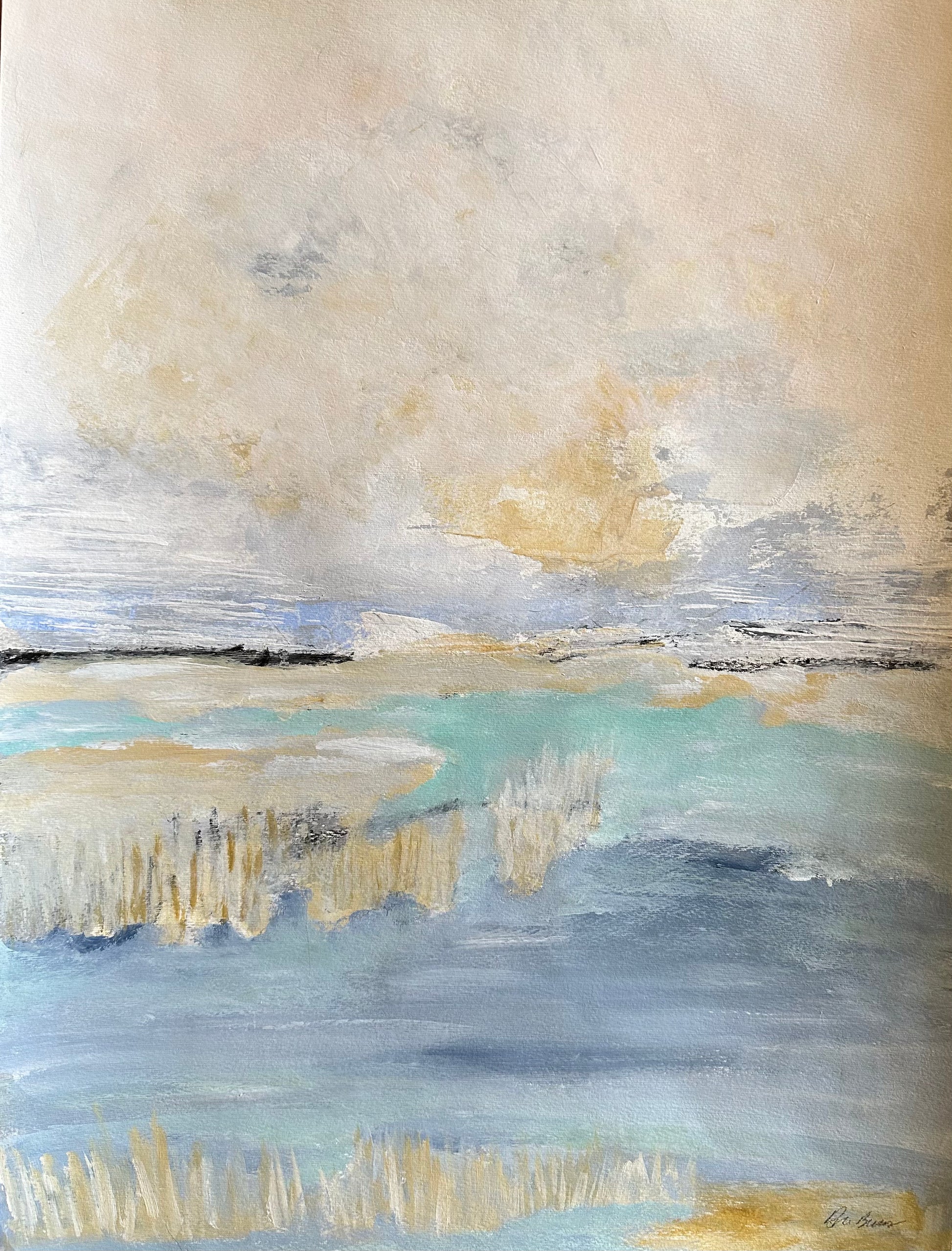 lagoon and sky acrylic painting